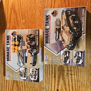NIB War Battle Artillery Tank and Rocket Car Building Sets. 2-Piece Bundle